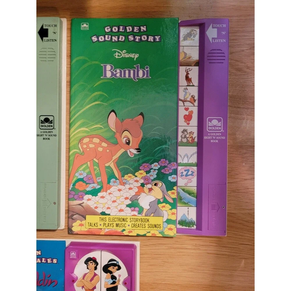 Vintage Golden Sound Story Disney Beauty & The Beast Bambi Aladdin Tested Works
